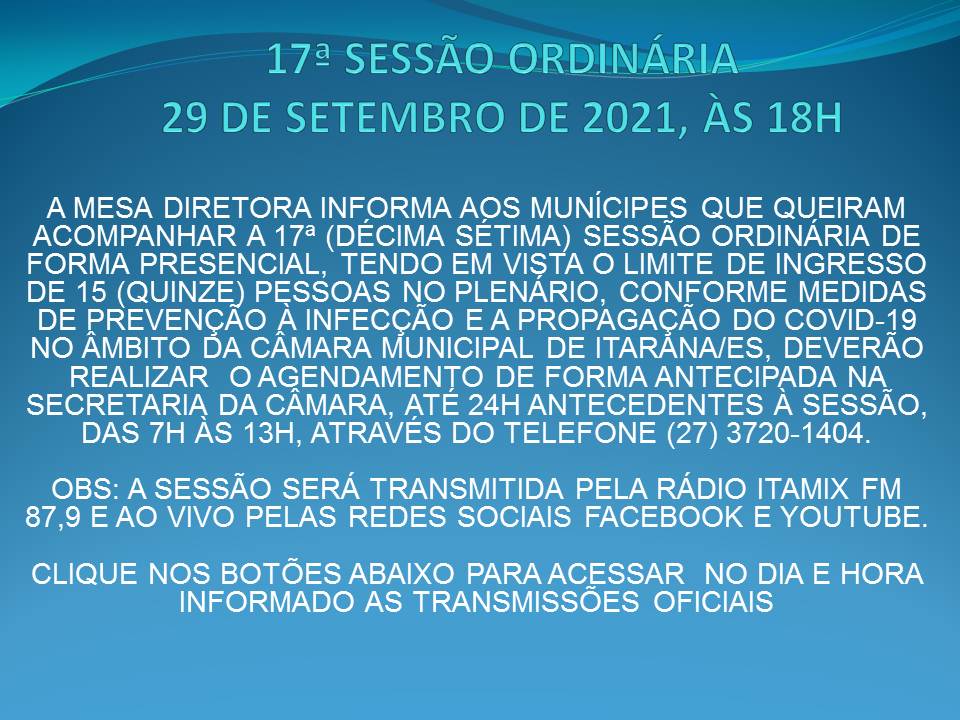 17ª SESSÃO ORDINÁRIA