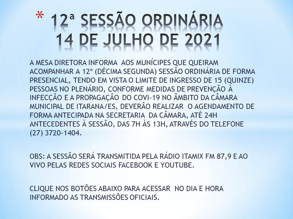 12ª Sessão Ordinária