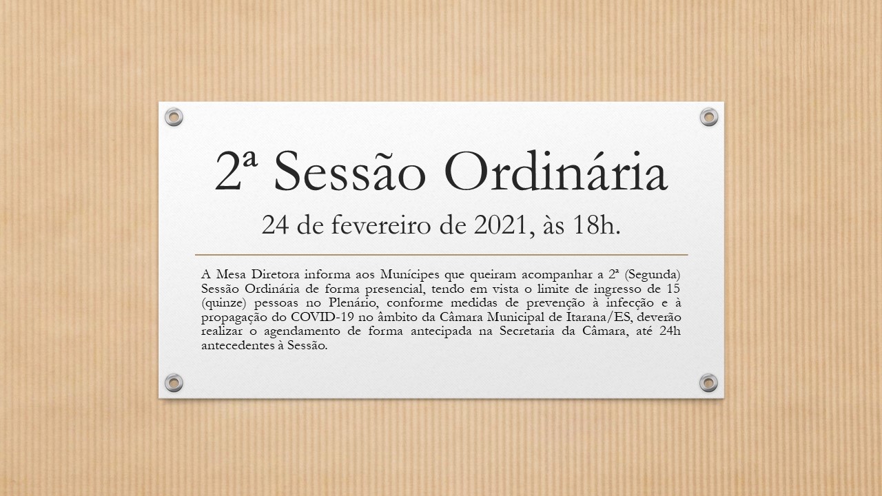 2ª Sessão Ordinária