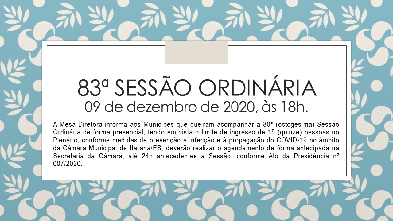 83ª Sessão Ordinária