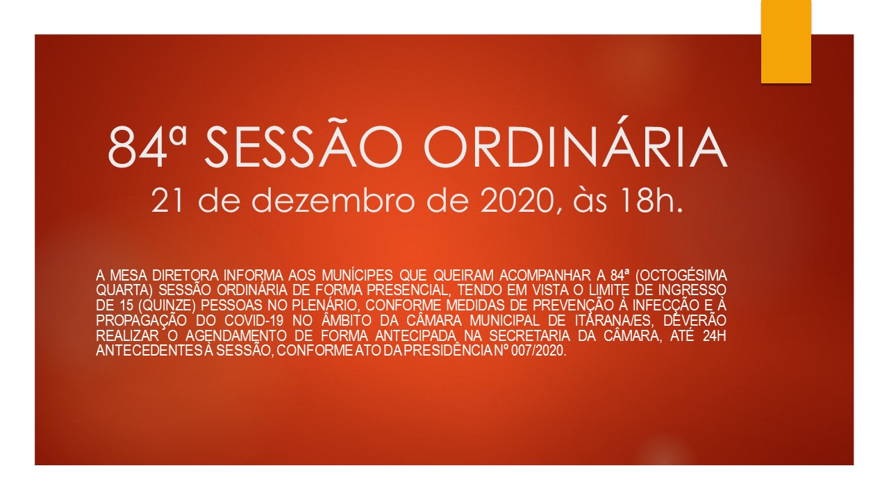 84ª Sessão Ordinária