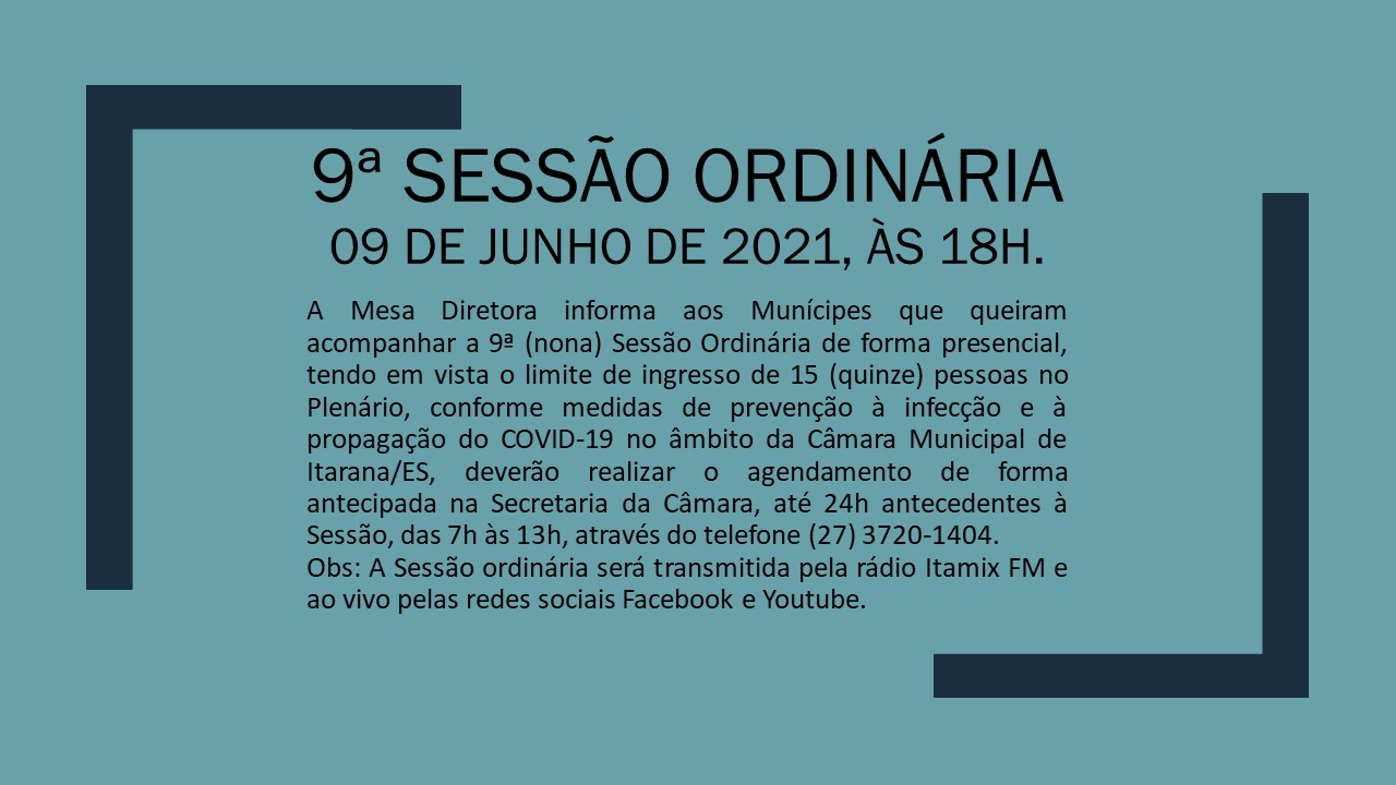 9ª Sessão Ordinária