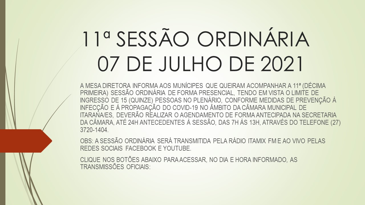 11ª Sessão Ordinária