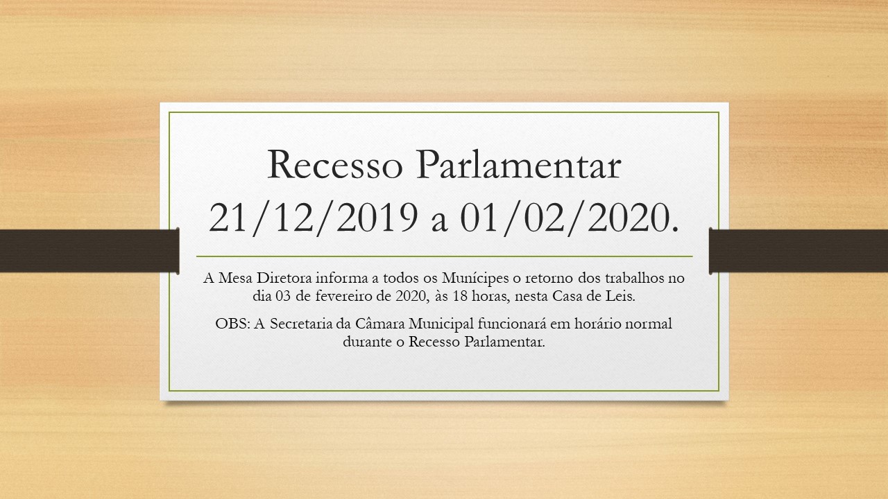 RECESSO PARLAMENTAR